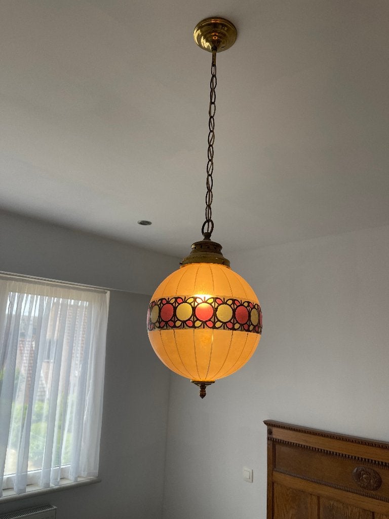 Vintage glazen bollamp, Ophalen, Gebruikt