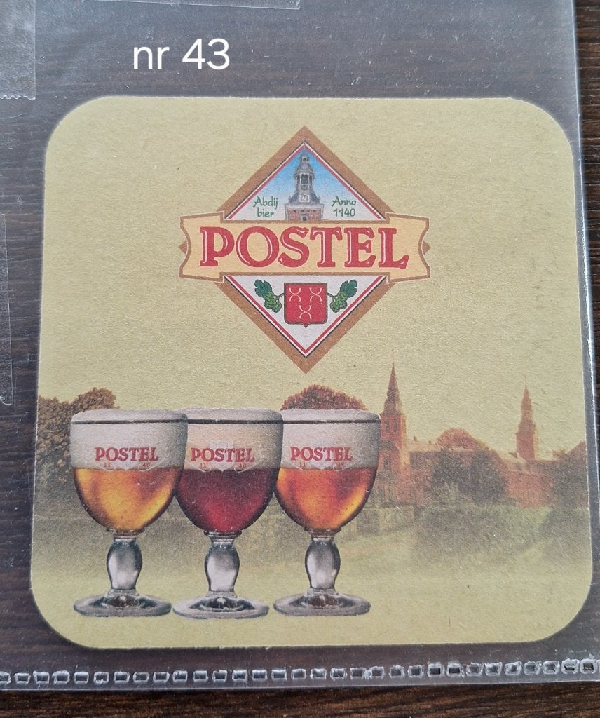 bierviltje vierkant Postel abdijbier (nr43), Collections, Enlèvement, Utilisé, Sous-bock, Autres marques