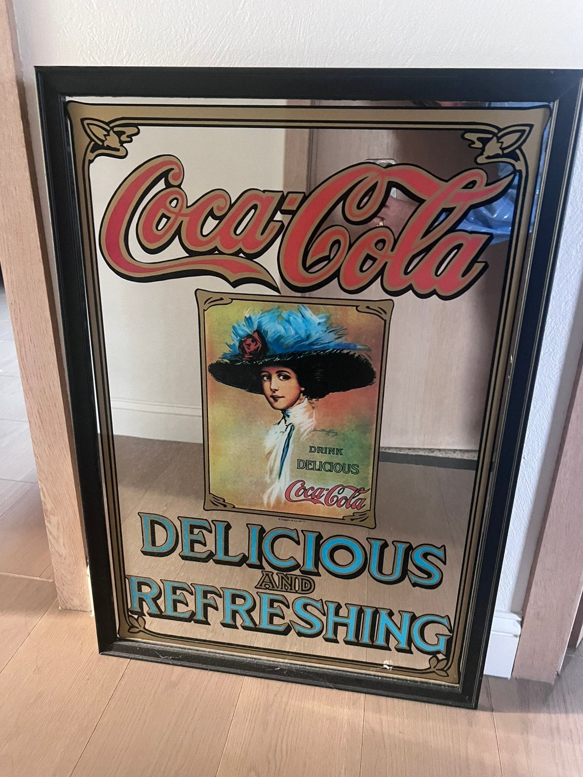 Spiegel met retro coca-cola reclame, Ophalen, Rechthoekig, 50 tot 100 cm, Minder dan 100 cm