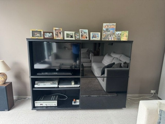 zwarte design TV-kast met verlichting, Ophalen, Gebruikt, Modern design - tijdloos, 100 tot 150 cm
