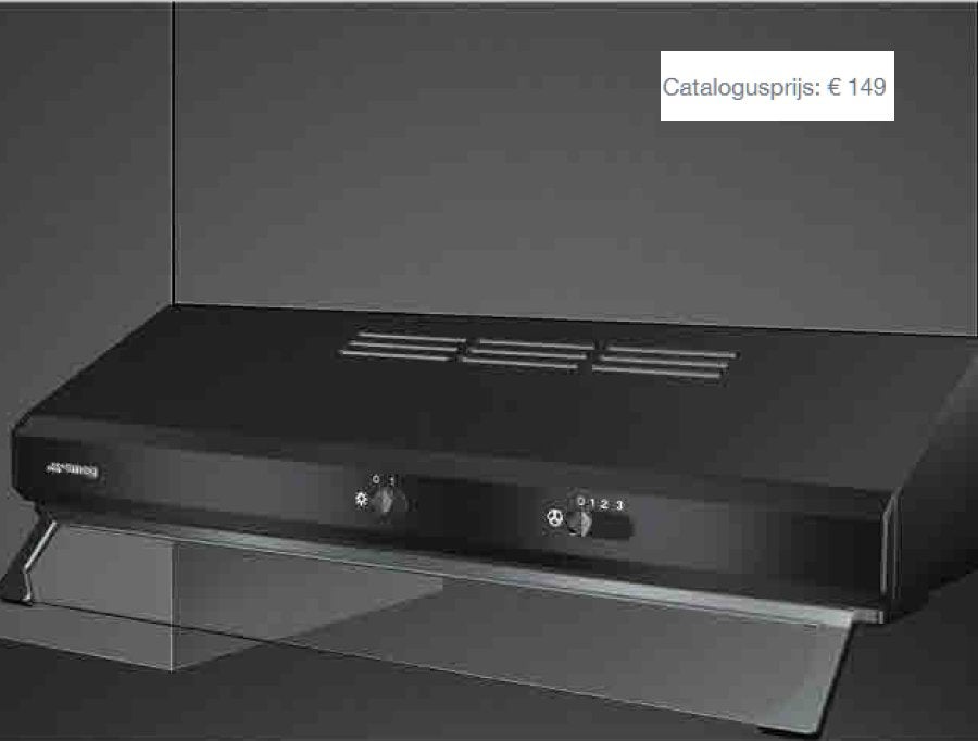 Smeg dampkap nieuw in doos, Ophalen, Zwart, Nieuw, 50 tot 100 cm