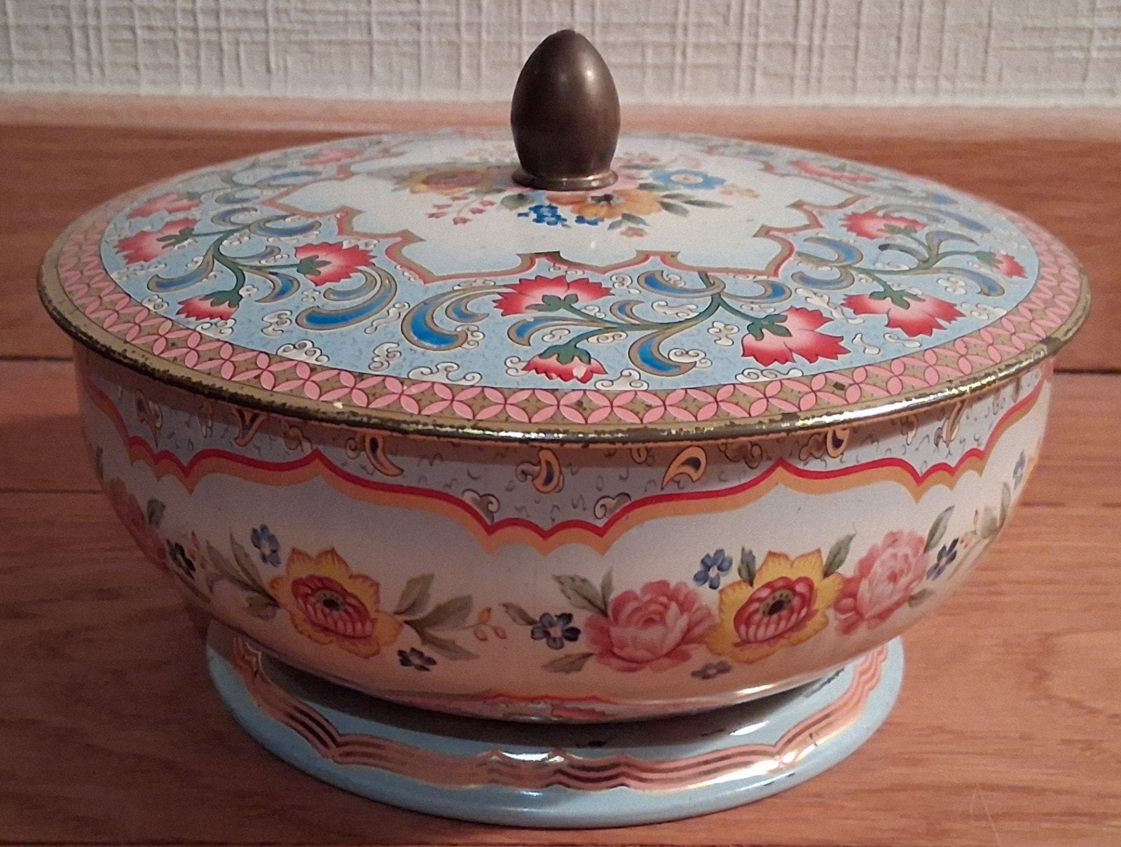 Pot à biscuits vintage en étain, Collections, Boîte en métal, Enlèvement ou Envoi