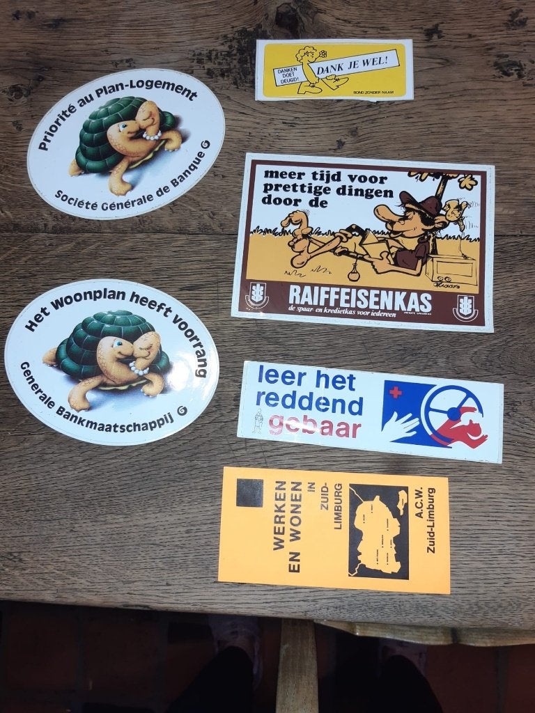 6 oude stickers-zelfklevers, jaren 1970, Ophalen of Verzenden