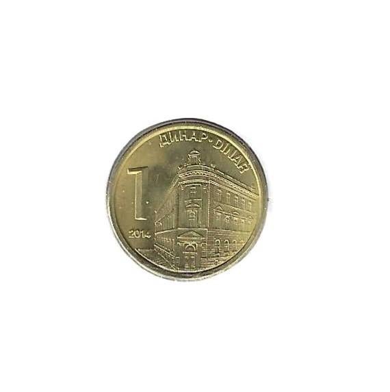 Servië, 1 Dinar 2014., Ophalen of Verzenden, Overige landen, Losse munt