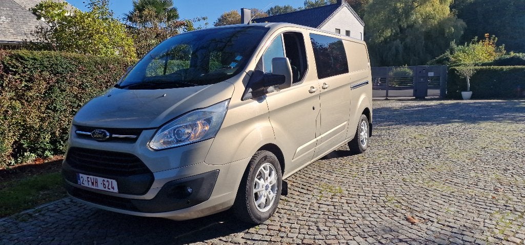 ford custom 2.2 dubbele cabine, lang chassis, Auto's, Stof, Grijs, Particulier, Adaptive Cruise Control