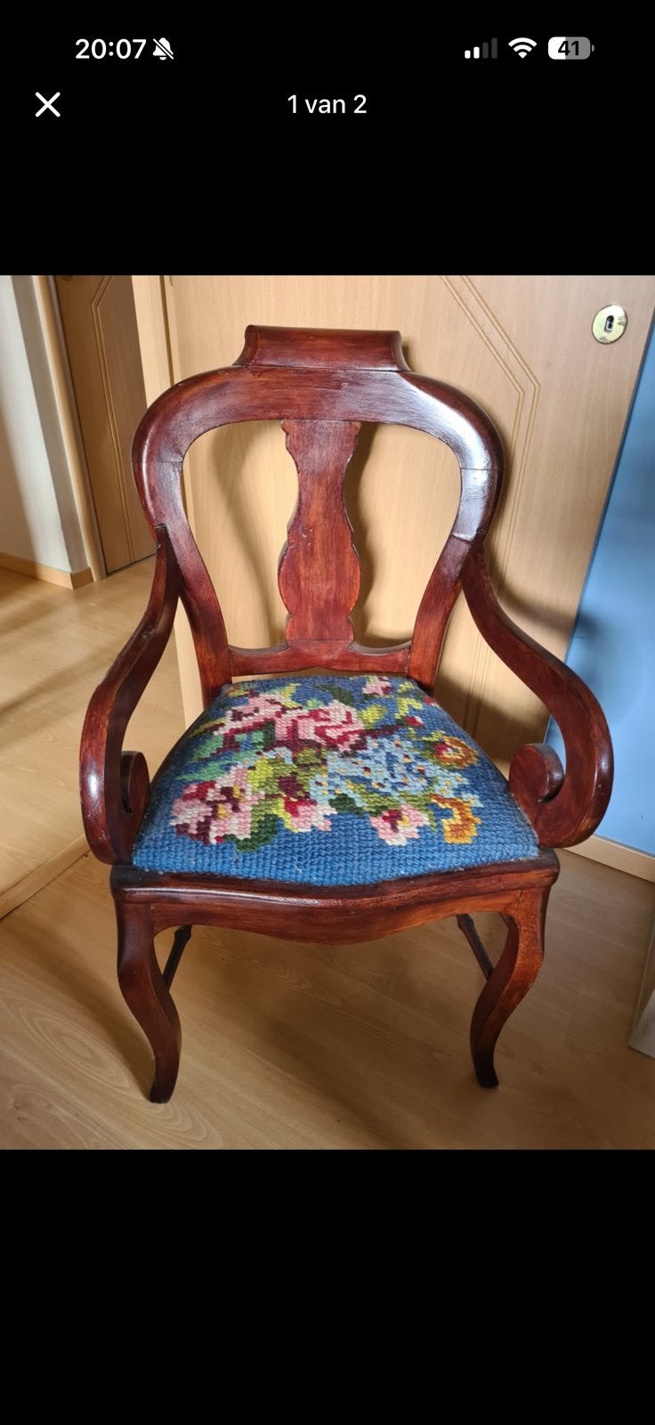 Karaktervolle vintage fauteuil in Biedermeier/Empire-stijl, Antiek en Kunst, Ophalen