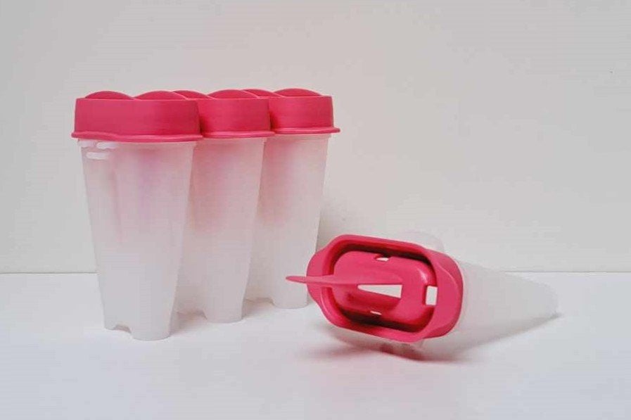 Tupperware™ « LollyTupp's » Glace - x 4 - wit en roze, Huis en Inrichting, Verzenden, Nieuw, Paars, Bus of Trommel