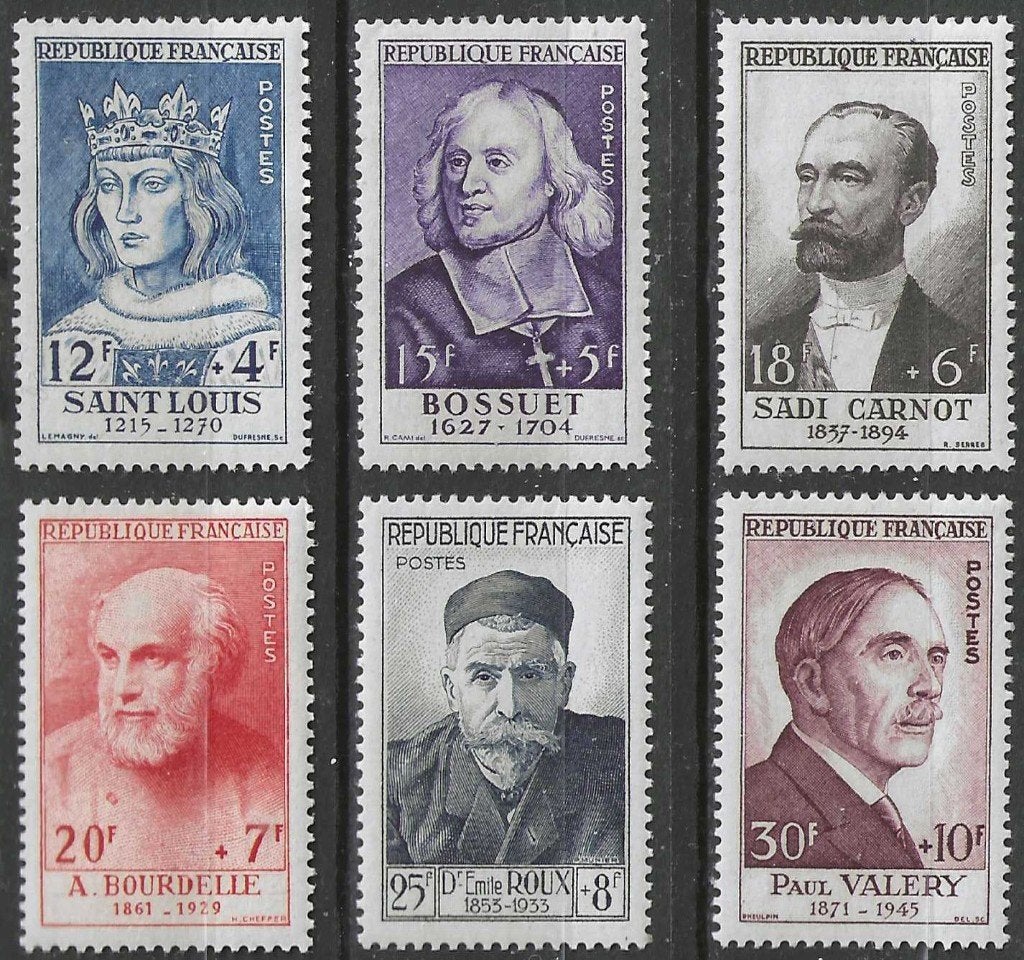 France 1954 - Yvert 989-994 - Personnalités (PF), Timbres & Monnaies, Timbres | Europe | France, Envoi, Non oblitéré