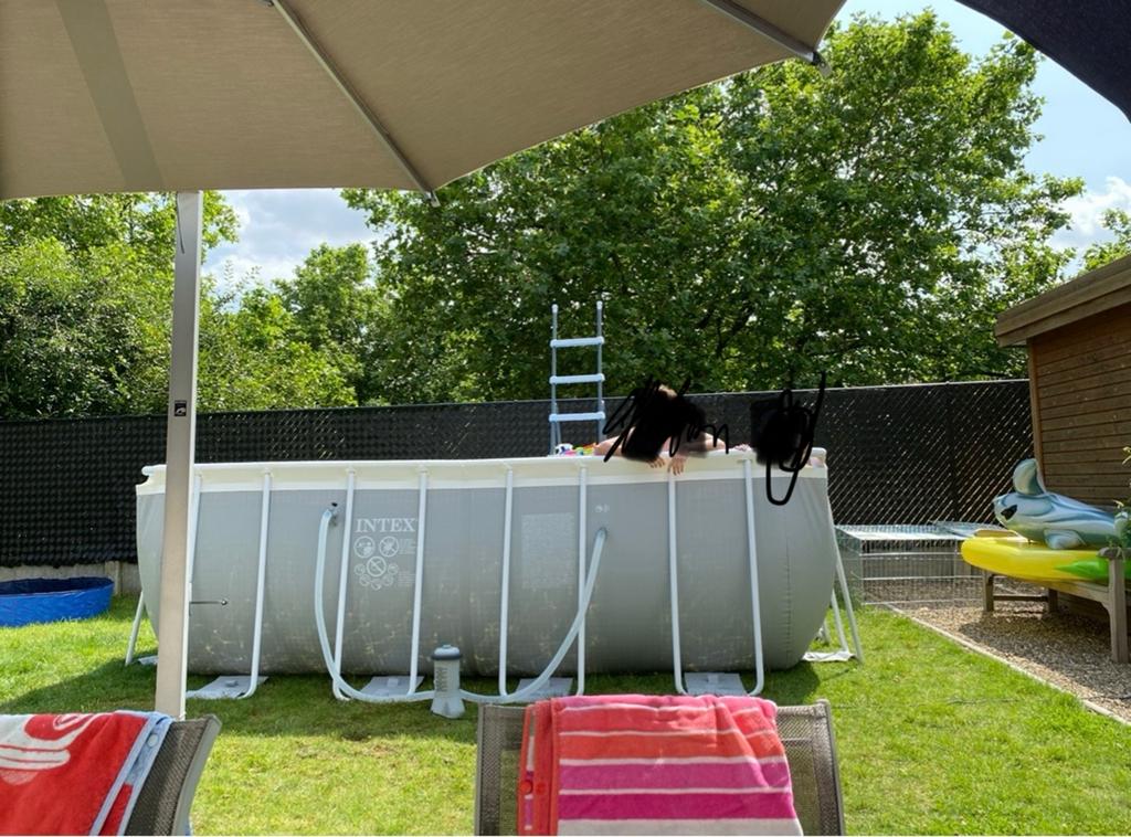 Zwembad en toebehoren te koop, Tuin en Terras, Zwembaden, Gebruikt, 300 cm of meer, Rechthoekig, Ophalen