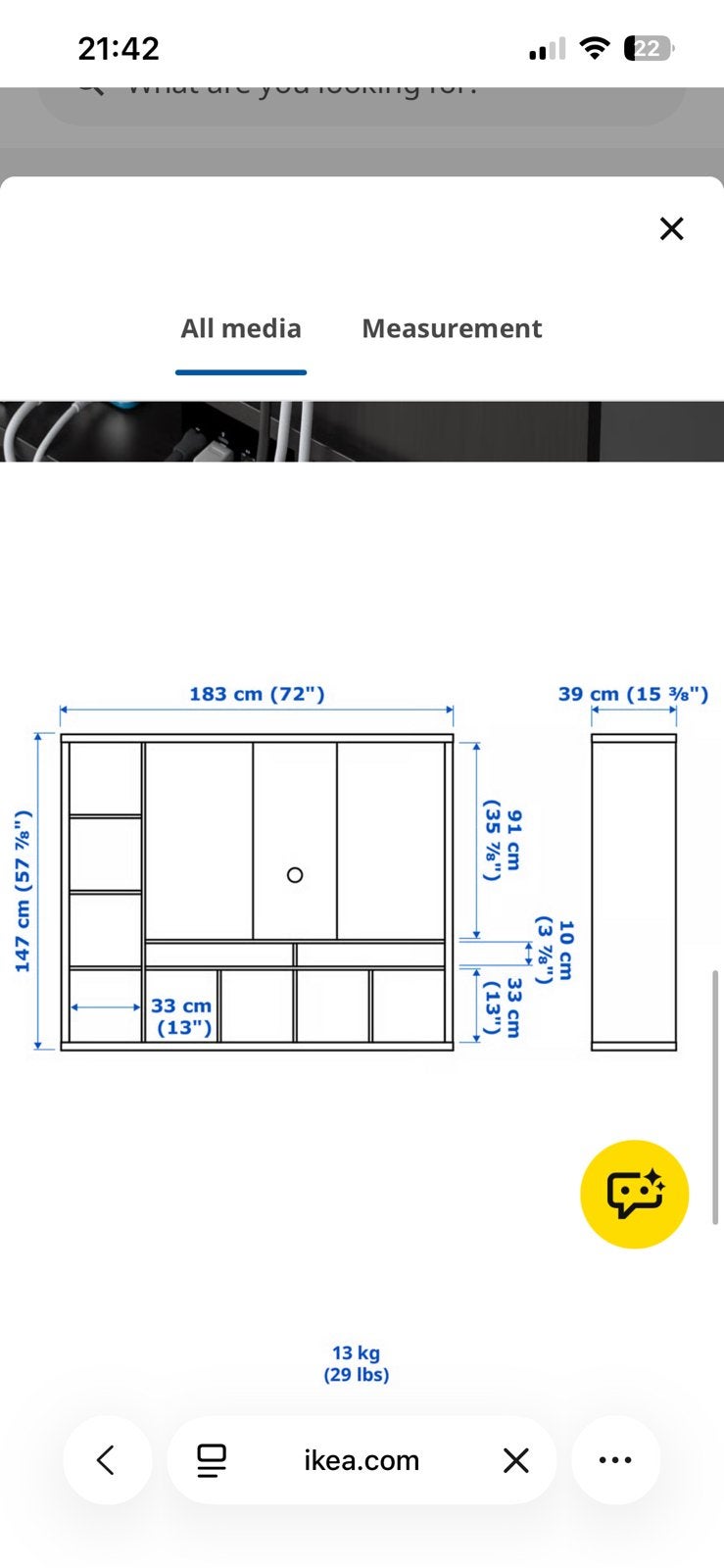 TV-meubel LAPPLAND Ikea, Ophalen, 100 tot 150 cm, 150 tot 200 cm, Zo goed als nieuw
