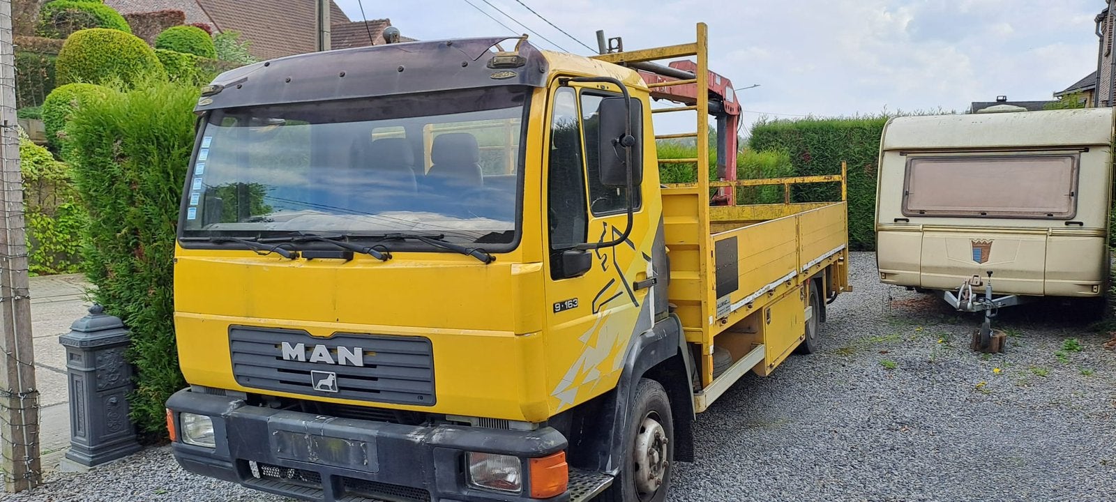 Man 9-163 met kraan, MAN, Geel, Diesel, Particulier