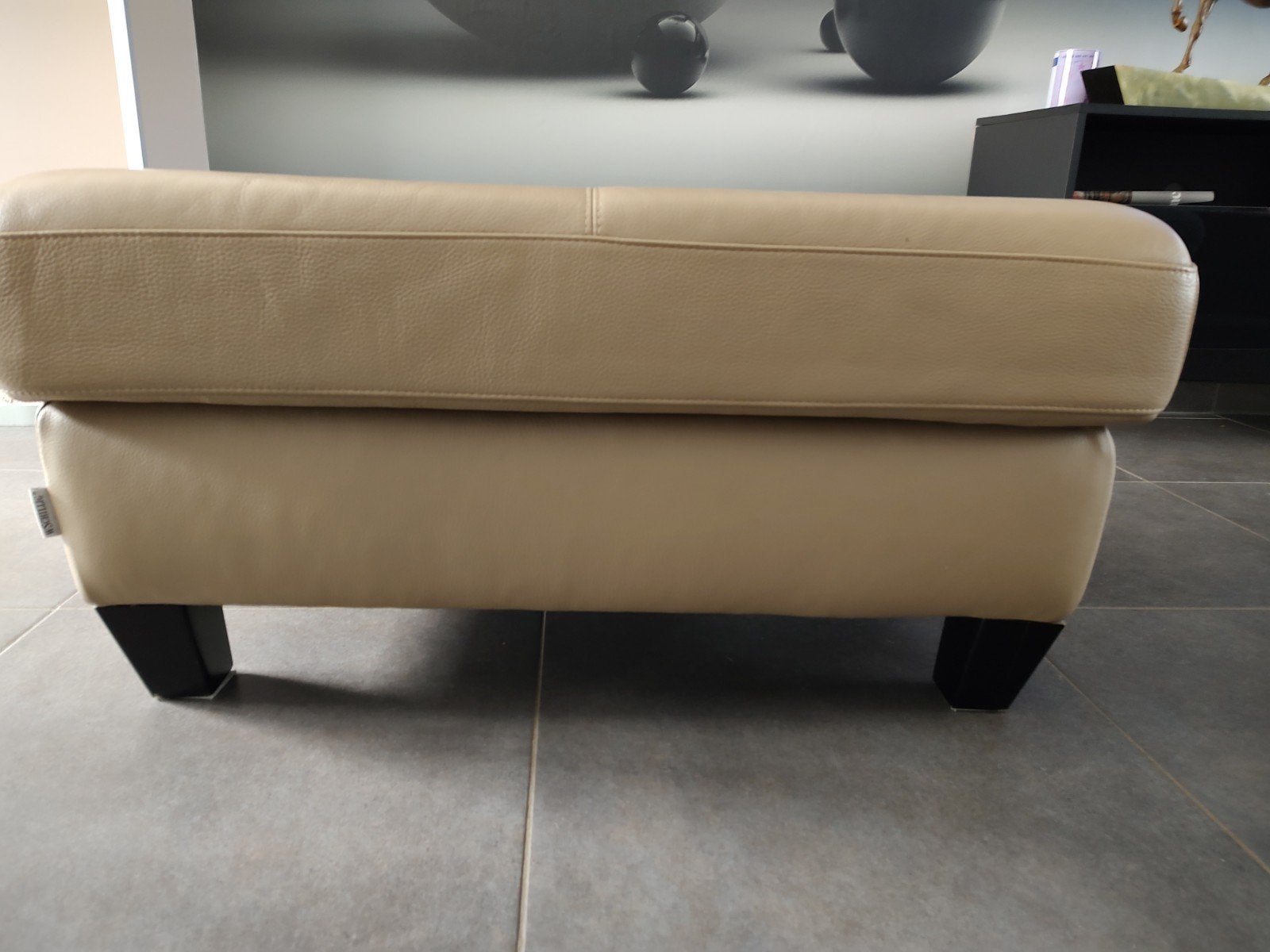 Lederen poef, Ophalen, Leer, 75 tot 100 cm, Rechthoekig