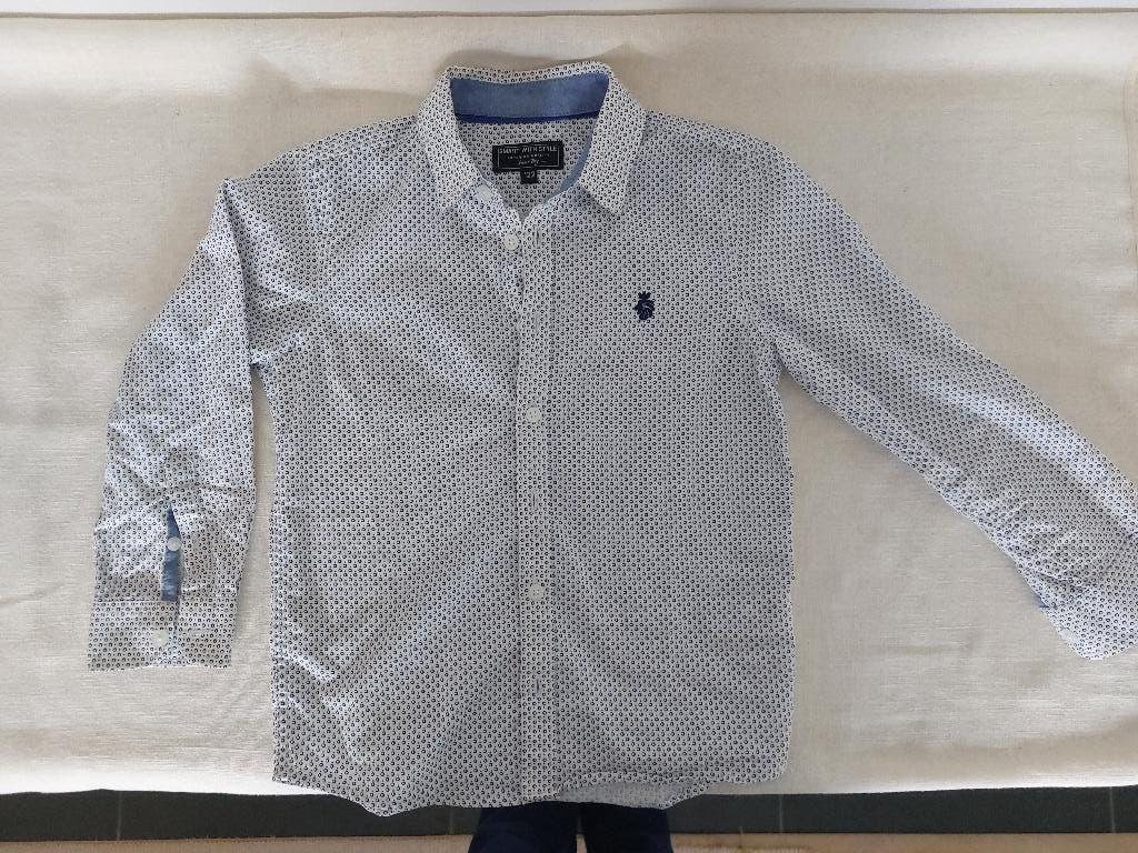 Hemdje wit/blauw, maat 122, Ophalen, C&A, Overhemd of Blouse, Zo goed als nieuw