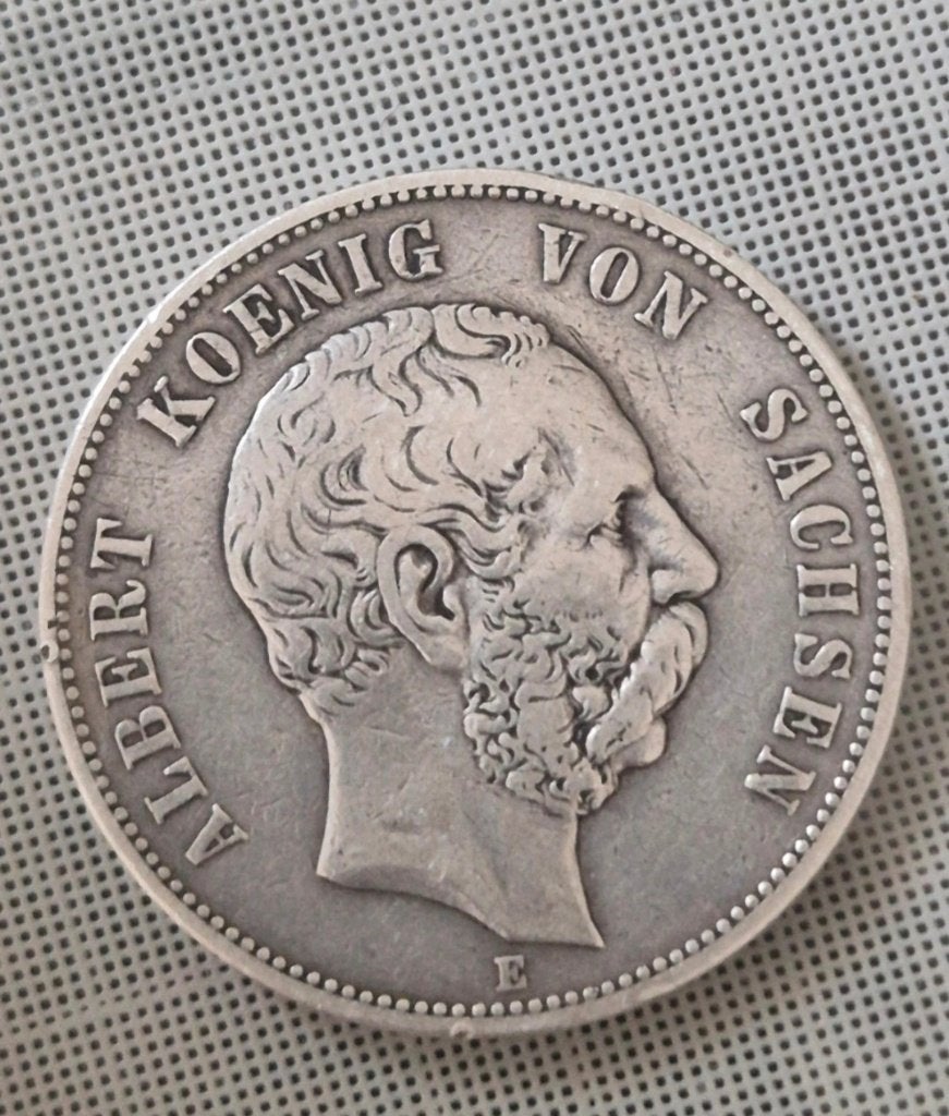 Zilveren Duitse munt Albert König von Sachsen Konink Saksen, Enlèvement ou Envoi, Monnaie en vrac, Argent, Argent