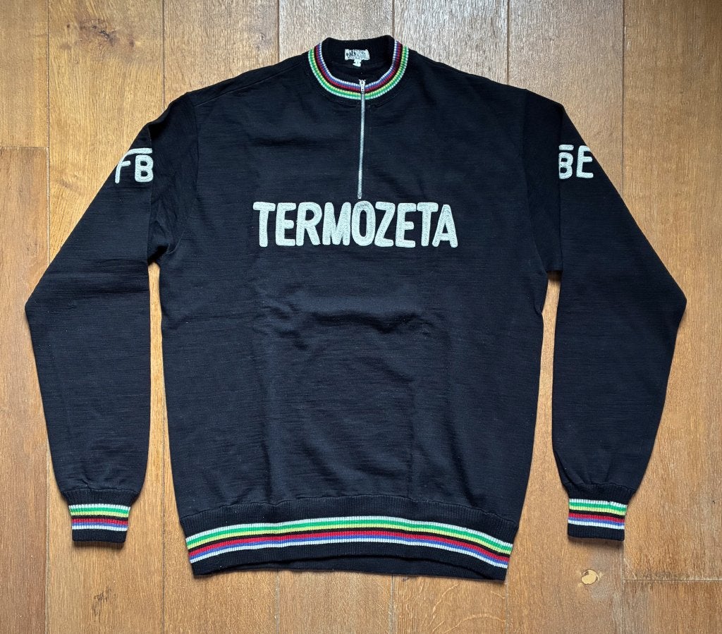 Wielertrui Termozeta 1966 Seghezzi Beghetto WK koerstrui, Zwart, Overige maten, Ophalen of Verzenden, Seghezzi