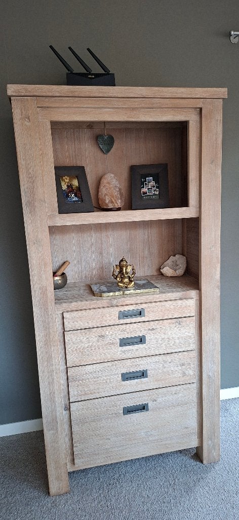 Eettafel met bijhorende kast, Ophalen, Gebruikt, 50 tot 100 cm, Landelijk