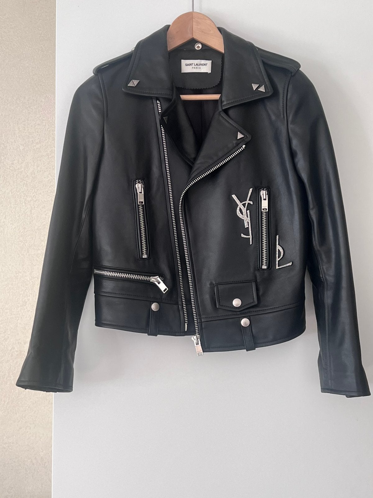 Veste en cuir Saint Laurent, Enlèvement ou Envoi, Comme neuf, Taille 36 (S), Noir