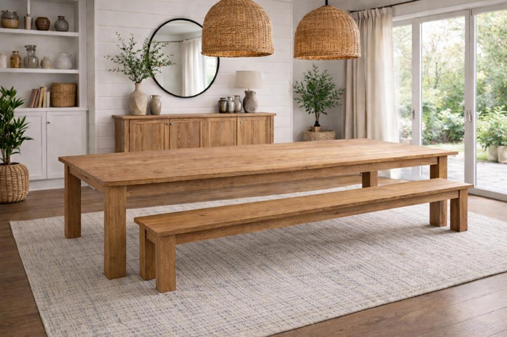 Table et banc en chene 240x78, Enlèvement, Utilisé