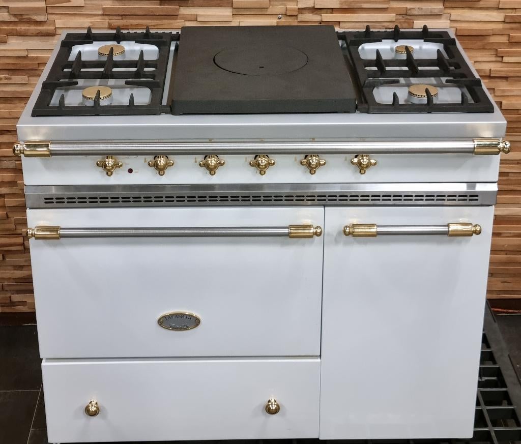🔥Luxe Lacanche Fornuis 100cm wit + messing Propaan / Butaan, Ophalen, 60 cm of meer, Zo goed als nieuw, Energieklasse A of zuiniger