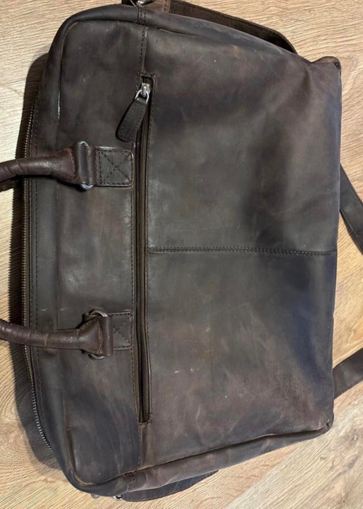 Micmacbags lederen laptoptas – echt leer – gevoed, Ophalen, 16 inch, Nieuw, Schoudertas