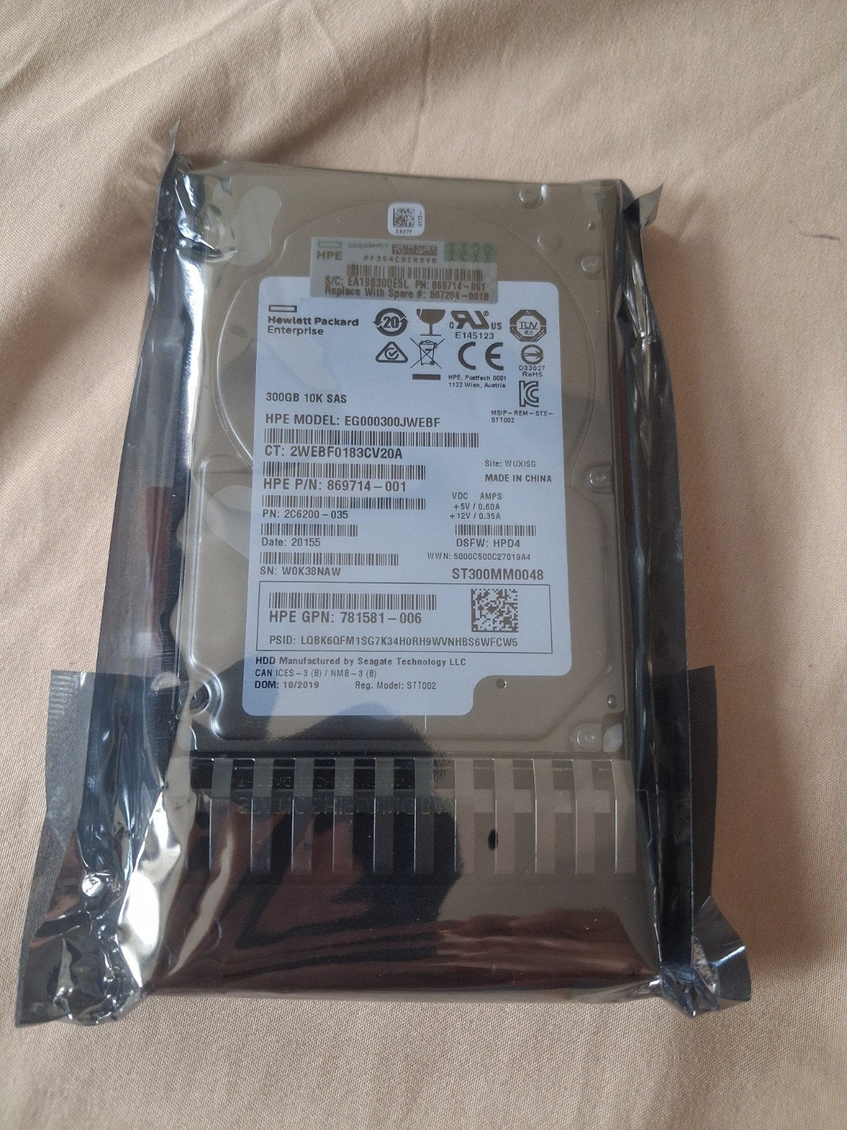 HPE Hewlett Packard 300GB SAS 10k rpm NIEUW!!!, Computers en Software, Harde schijven, Ophalen of Verzenden, Server, SAS, HDD