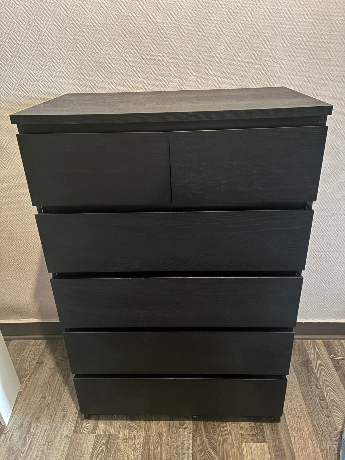 Commode IKEA 6 tiroirs en noir, Maison & Meubles, 25 à 50 cm, 5 tiroirs ou plus, Comme neuf, Enlèvement