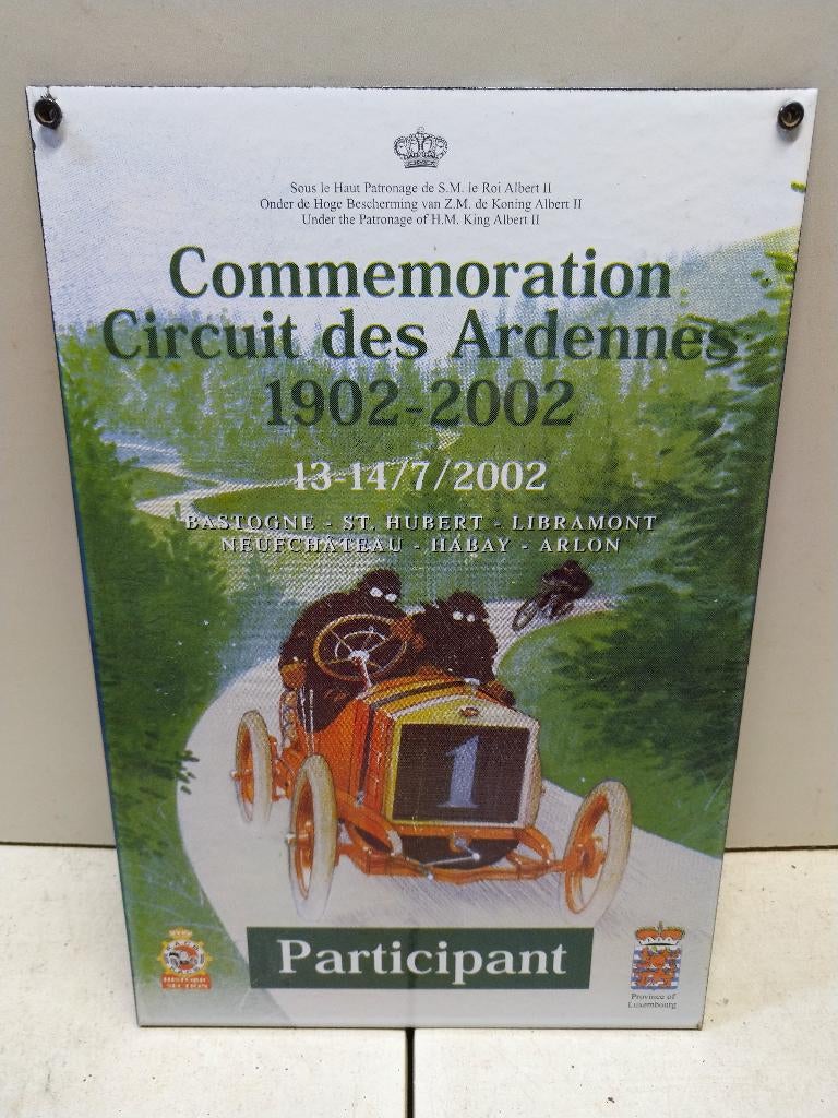 Plaque émaillée commémorative 100 ans circuit des Ardennes, Enlèvement ou Envoi, Comme neuf, Panneau publicitaire