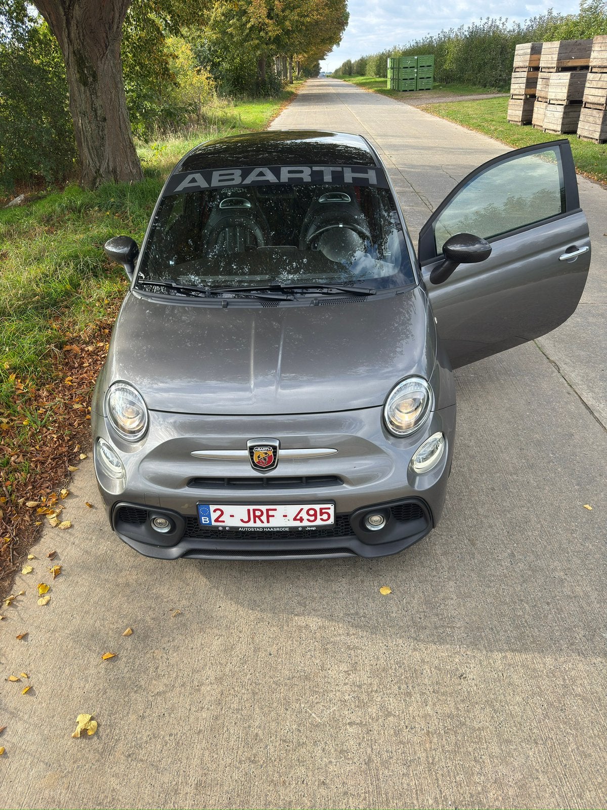 Abarth, donkergrijs, Auto's, Voorwielaandrijving, 4 zetels, Zwart, Leder en Stof