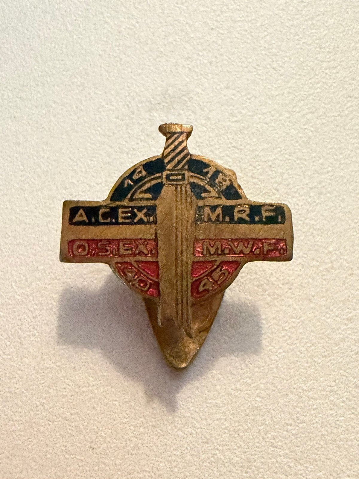 Badge acex mrf os ex mwf 1914-18 1940-45, Ophalen of Verzenden