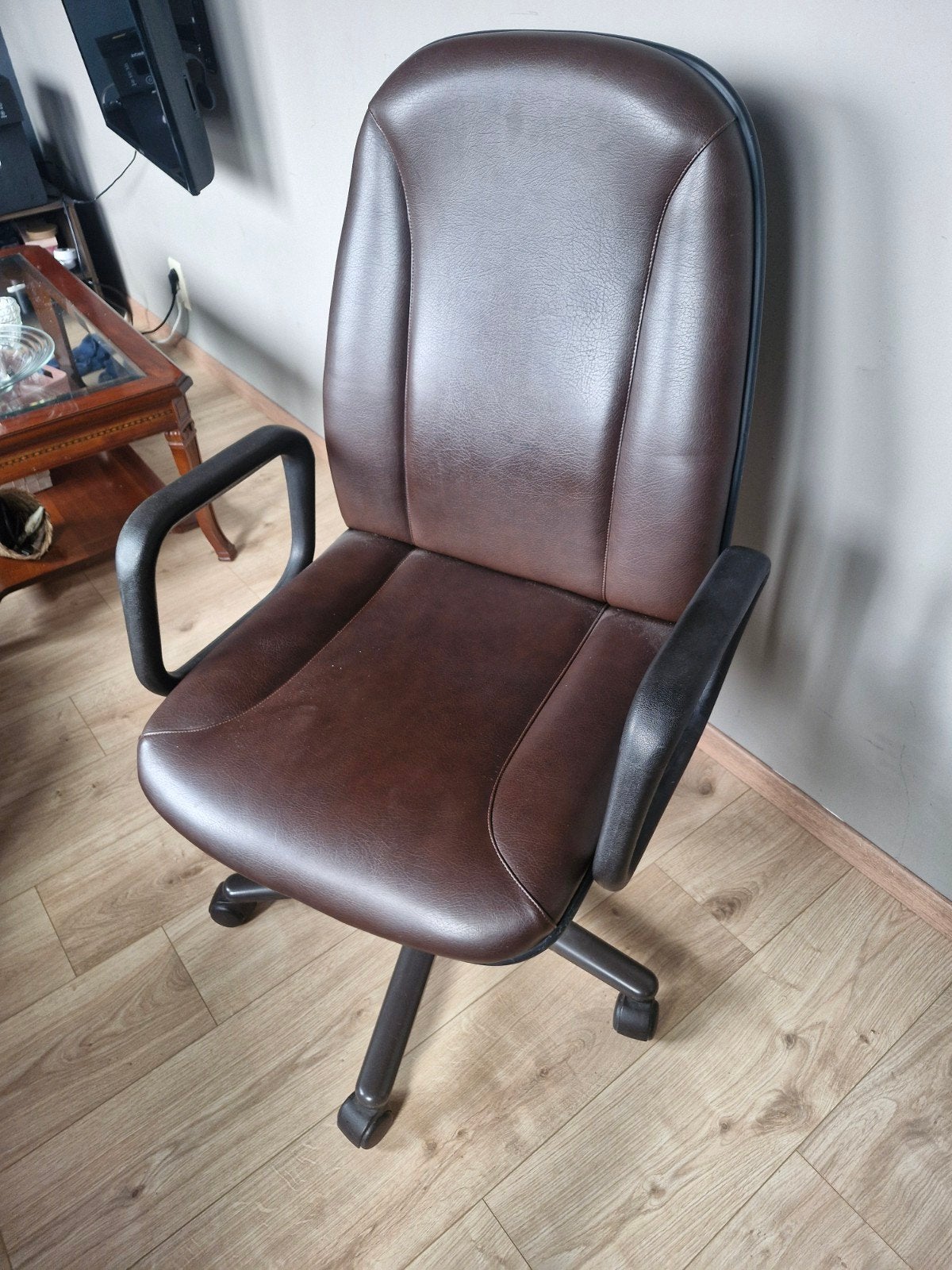echt leren vintage bureaustoel, Huis en Inrichting, Bureaustoelen, Ophalen, Bruin, Bureaustoel
