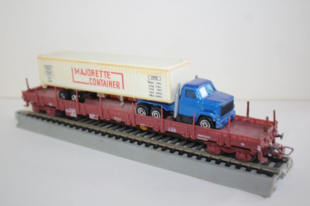 lima ho log wagon plat + majorette truck, Enlèvement ou Envoi, Wagon, Lima, Courant continu
