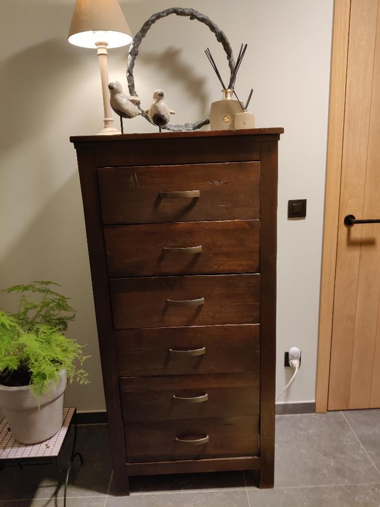 Houten commode met lades, Huis en Inrichting, Kasten | Ladekasten, 5 laden of meer, Ophalen, Gebruikt