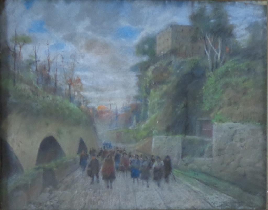 NICOLA FABBRICATORE / POSILLIPO / ORIGINEEL / 51x61cm KADER, Ophalen of Verzenden