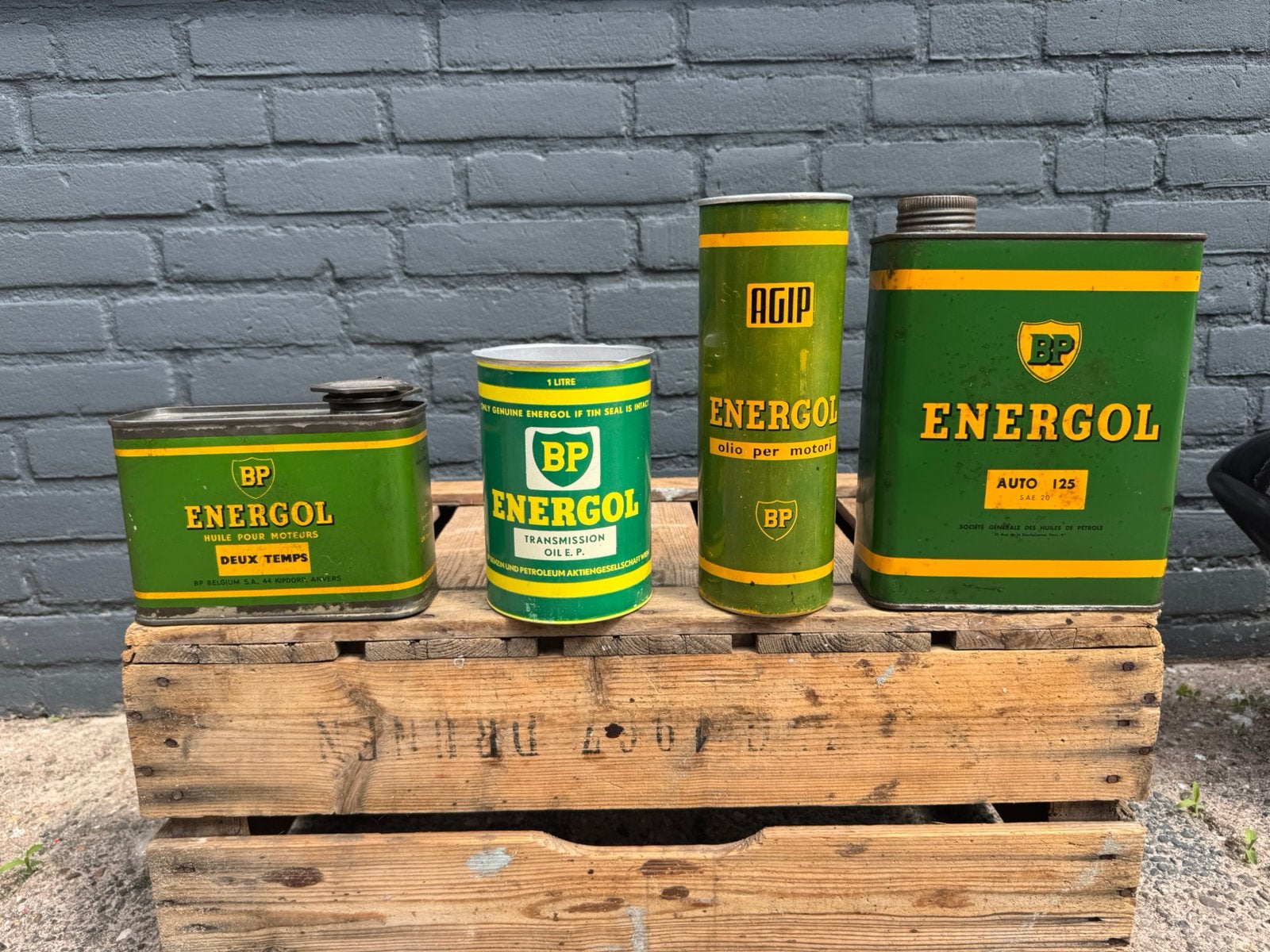 Diverse BP Energol olie blikken, Ophalen of Verzenden, Gebruikt, Verpakking