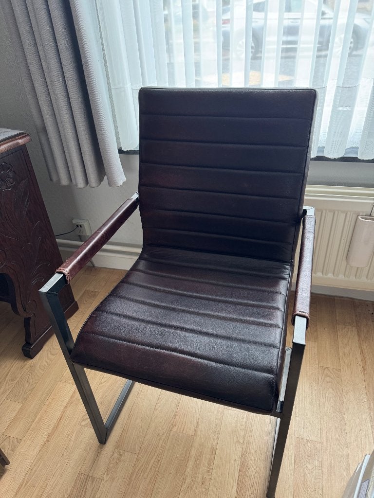 6 stoelen lederlook, Maison & Meubles, Chaises, Synthétique, Comme neuf, Brun, Enlèvement
