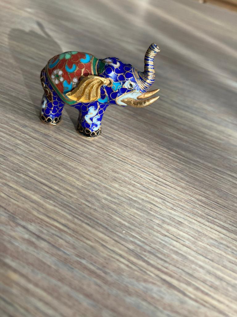 Belle figurine d'éléphant vintage en émail cloisonné chinois, Enlèvement ou Envoi, Comme neuf