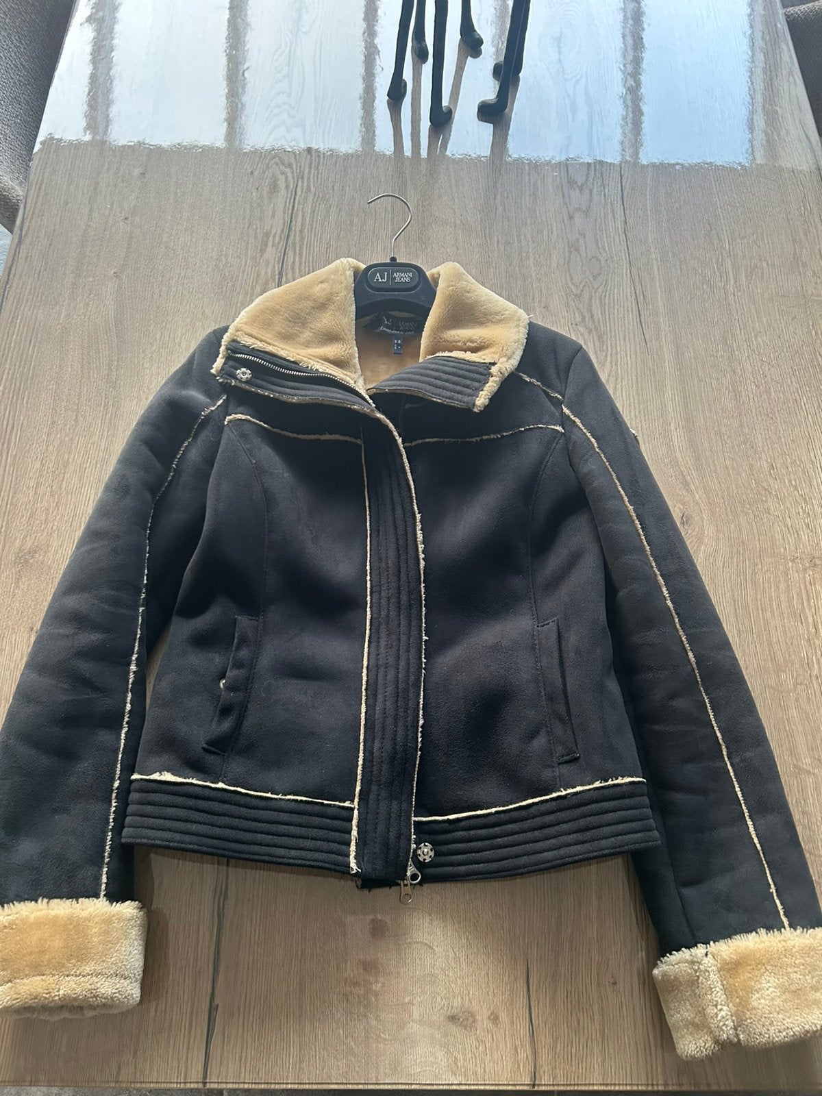 Donkerblauwe jas Armani maat 36/38, Kleding | Dames, Jassen | Winter, Ophalen of Verzenden, Zo goed als nieuw, Maat 36 (S), Blauw
