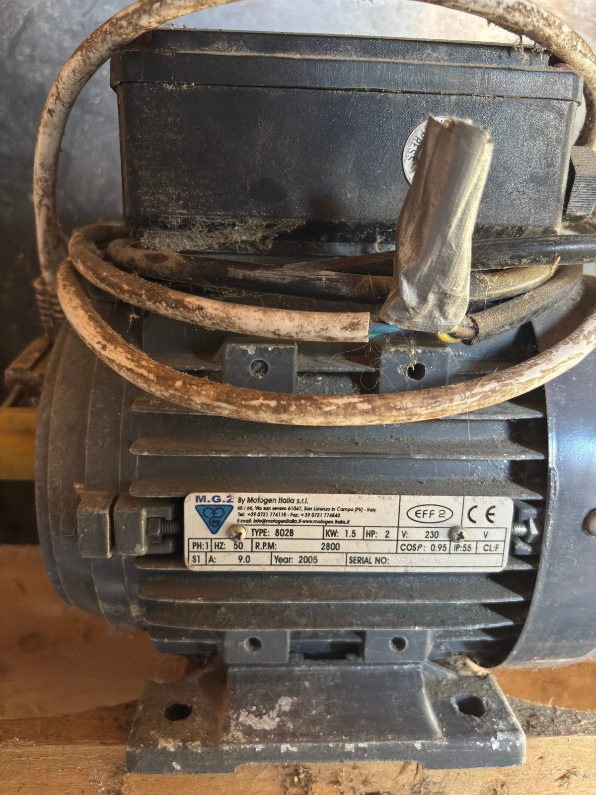Elektromotor M.G.2 Motogen Italia – type 802B, Doe-het-zelf en Bouw, Ophalen, Gebruikt, Elektromotor