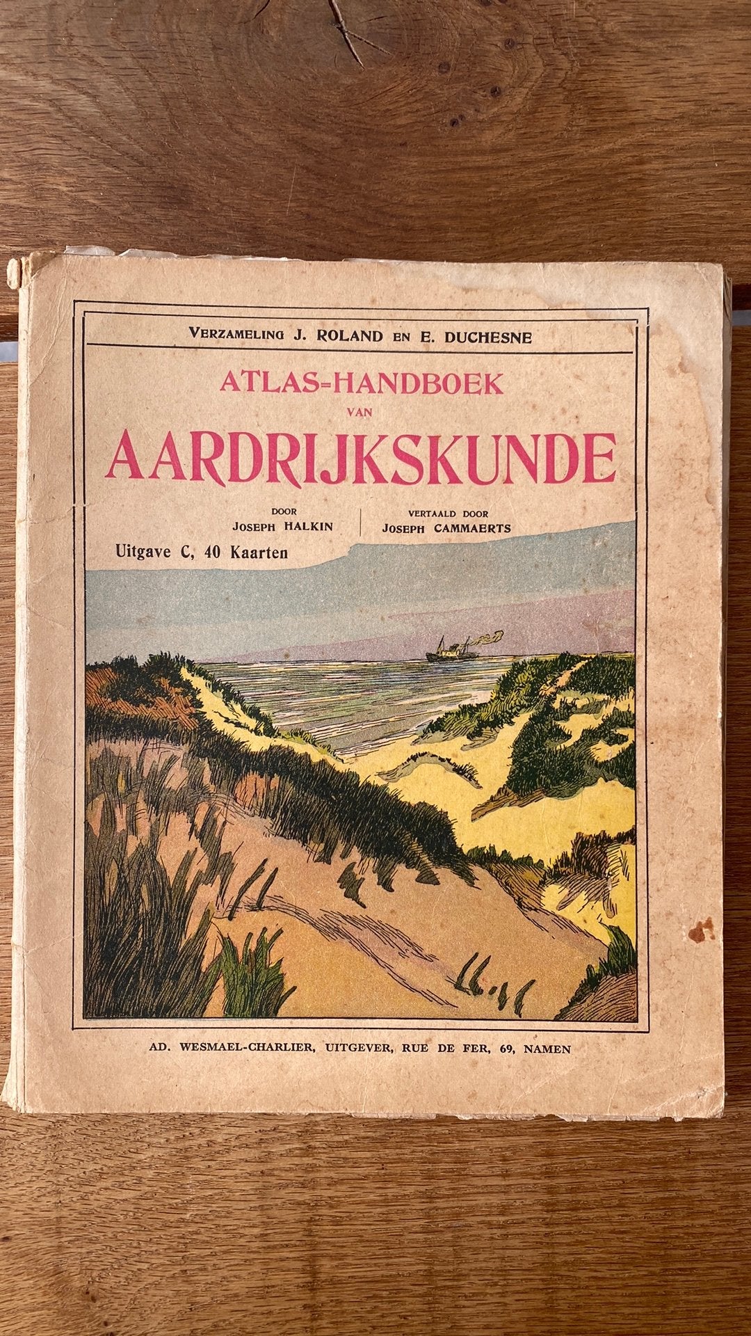 Oud schoolboek 1935 Atlas-handboek Aardrijkskunde, Boeken, Ophalen of Verzenden, Gelezen, Aardrijkskunde