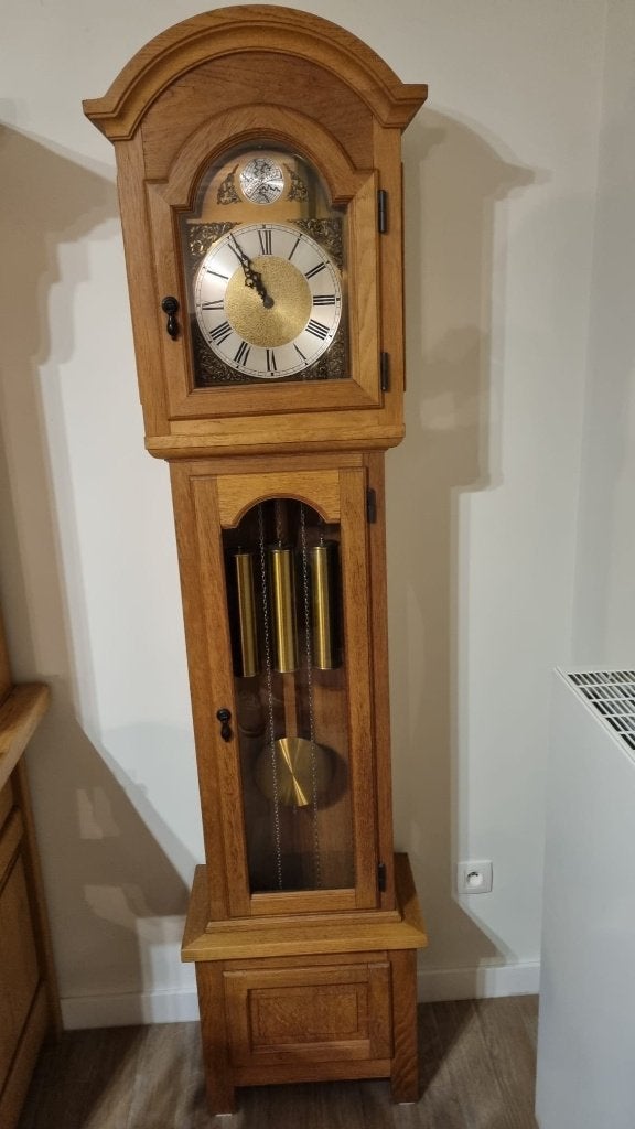 horloge sur pied en chêne, Enlèvement, Comme neuf, Analogique, Horloge sur pied