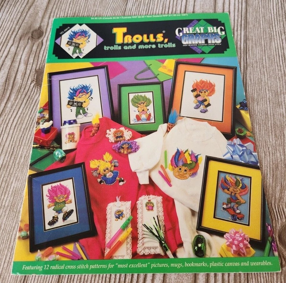 - trolls et plus encore - de superbes gros graphiques, Enlèvement ou Envoi, Comme neuf, Broderies à la main, Patron