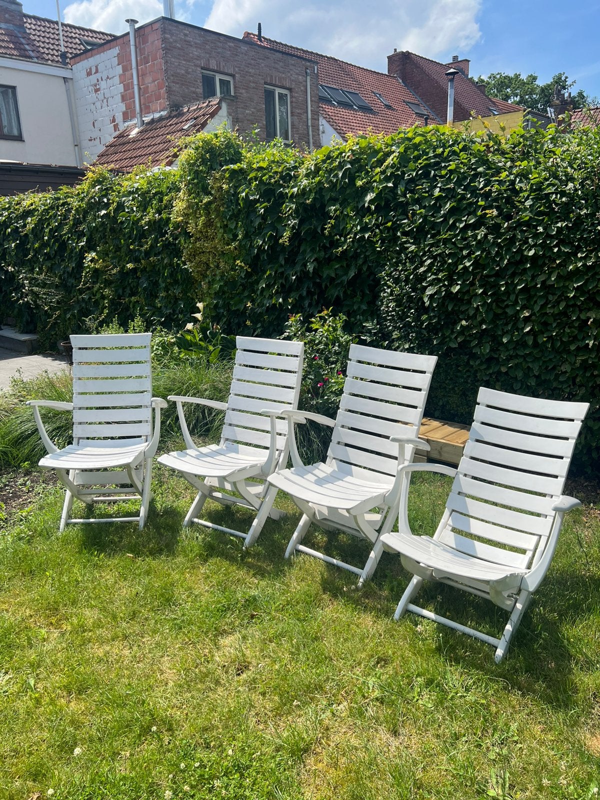 Tuinstoelen verstelbaar met 6 kussens, Ophalen, Gebruikt, Kunststof, Verstelbaar