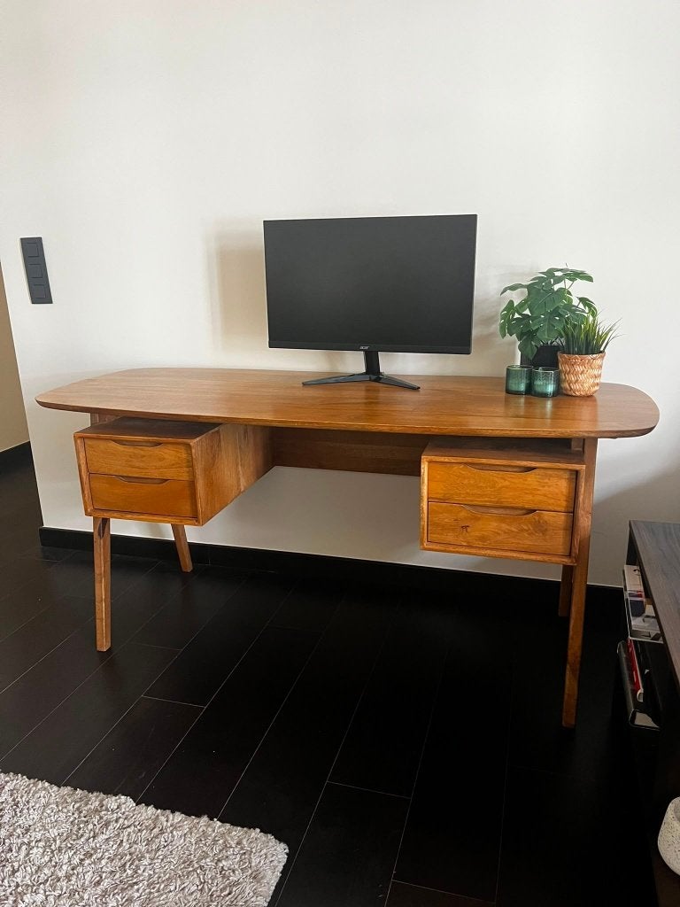 Maison du monde janeiro bureau in mangohout, Huis en Inrichting, Bureaus, Zo goed als nieuw, Computerbureau, Vintage, Hout, Bruin