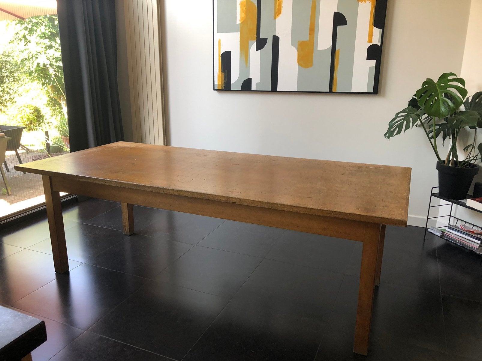 Massief houten tafel, Huis en Inrichting, Tafels | Eettafels, Ophalen, Gebruikt, 200 cm of meer, 50 tot 100 cm