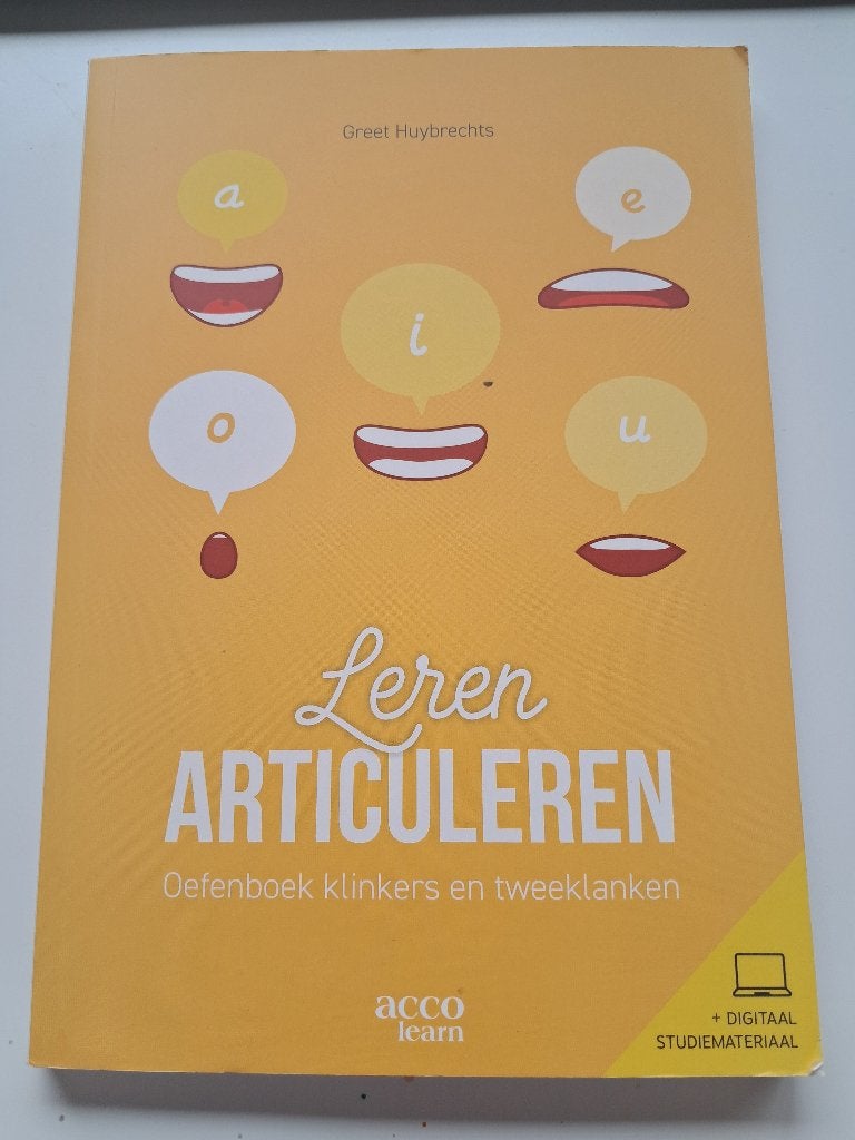 Leren articuleren: oefenboek klinkers en tweeklanken, Enlèvement, Comme neuf, Enseignement supérieur professionnel, Acco