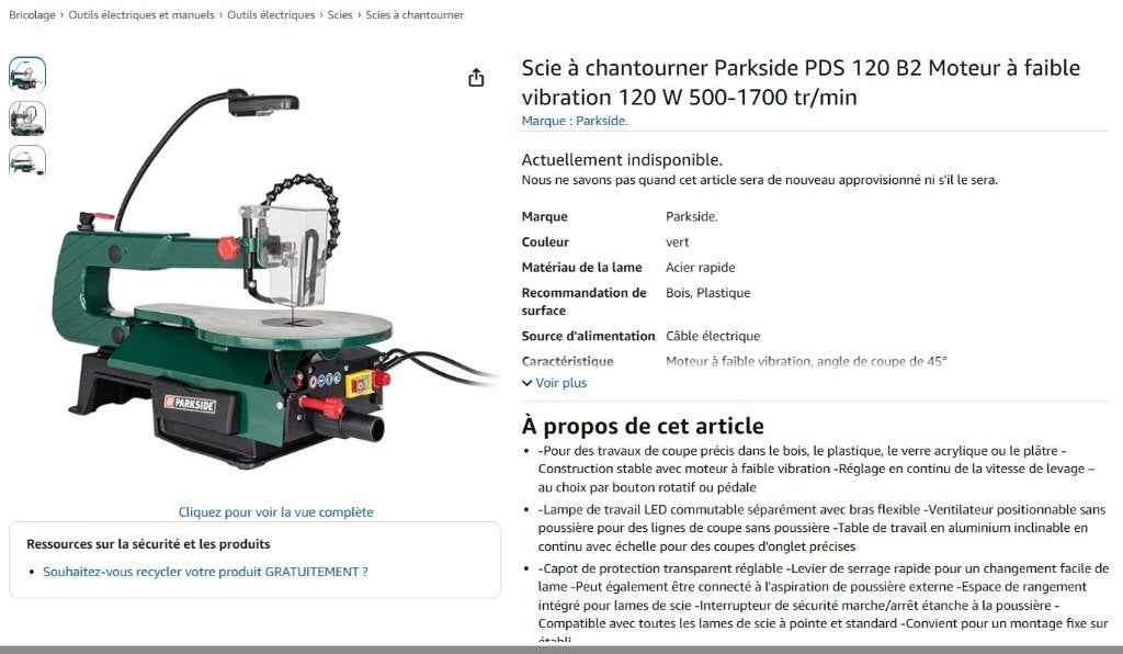 Scie à chantourner PARKSIDE, Articles professionnels, Enlèvement ou Envoi