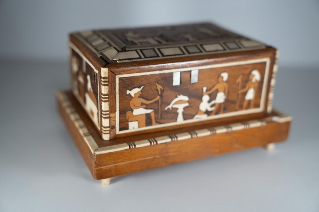 Vintage Egyptisch Sigarenkistje – Parelmoer Inlegwerk, Antiek en Kunst, Verzenden