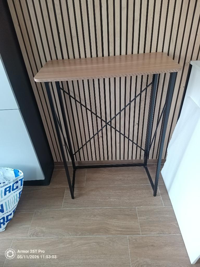 Hoge console/tafel industrieel ontwerp hout en metaal, Ophalen, Zo goed als nieuw, 60 cm of meer, Rechthoekig
