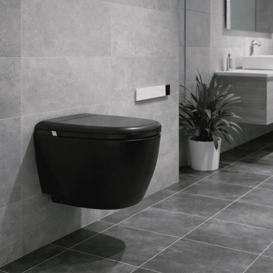 WC japonais suspendu AQUADIVINE+ noir (bâtît support inclus), Enlèvement ou Envoi, Neuf, Toilettes