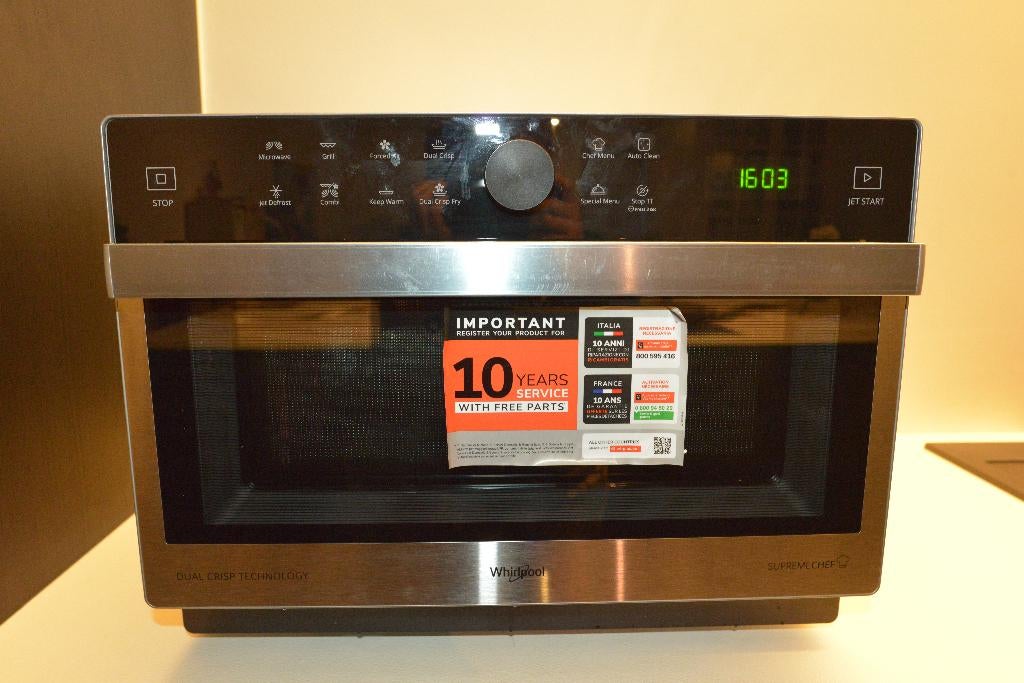 Micro-onde Multifonction Whirlpool Supreme Chef MWSC 833SX, Enlèvement ou Envoi, Croustillant, Comme neuf, 45 à 60 cm